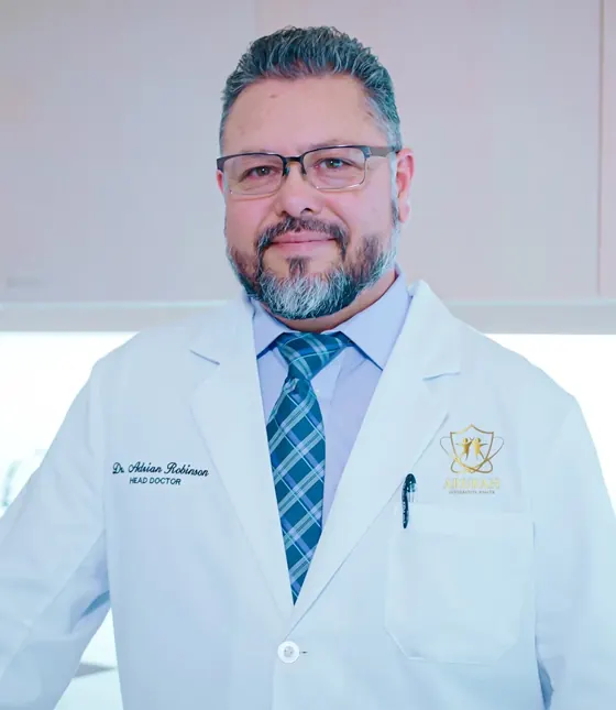 Dr. Adrián Robinson, MD, head doctor of Arukah Integrative Health in Tijuana